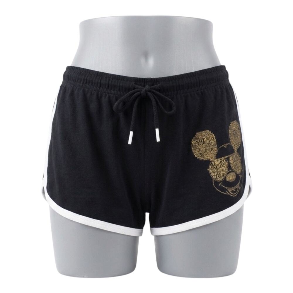 Disney Mickey Mouse Graphic Lounge Shorts Black White Trim Women’s Size XL 15/17
